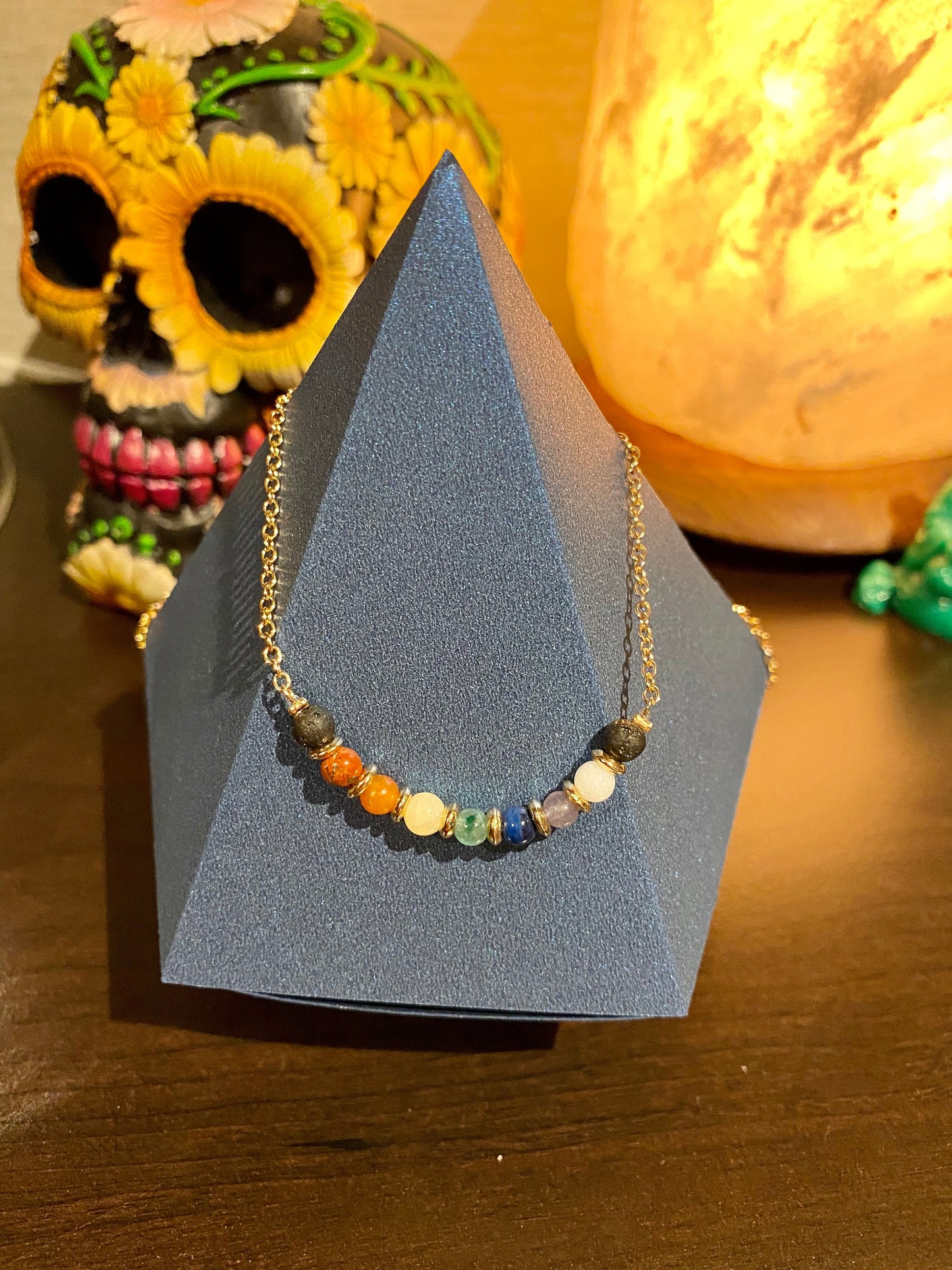 Chakra Lava Stone Necklace | Gold (Nickel-Free)