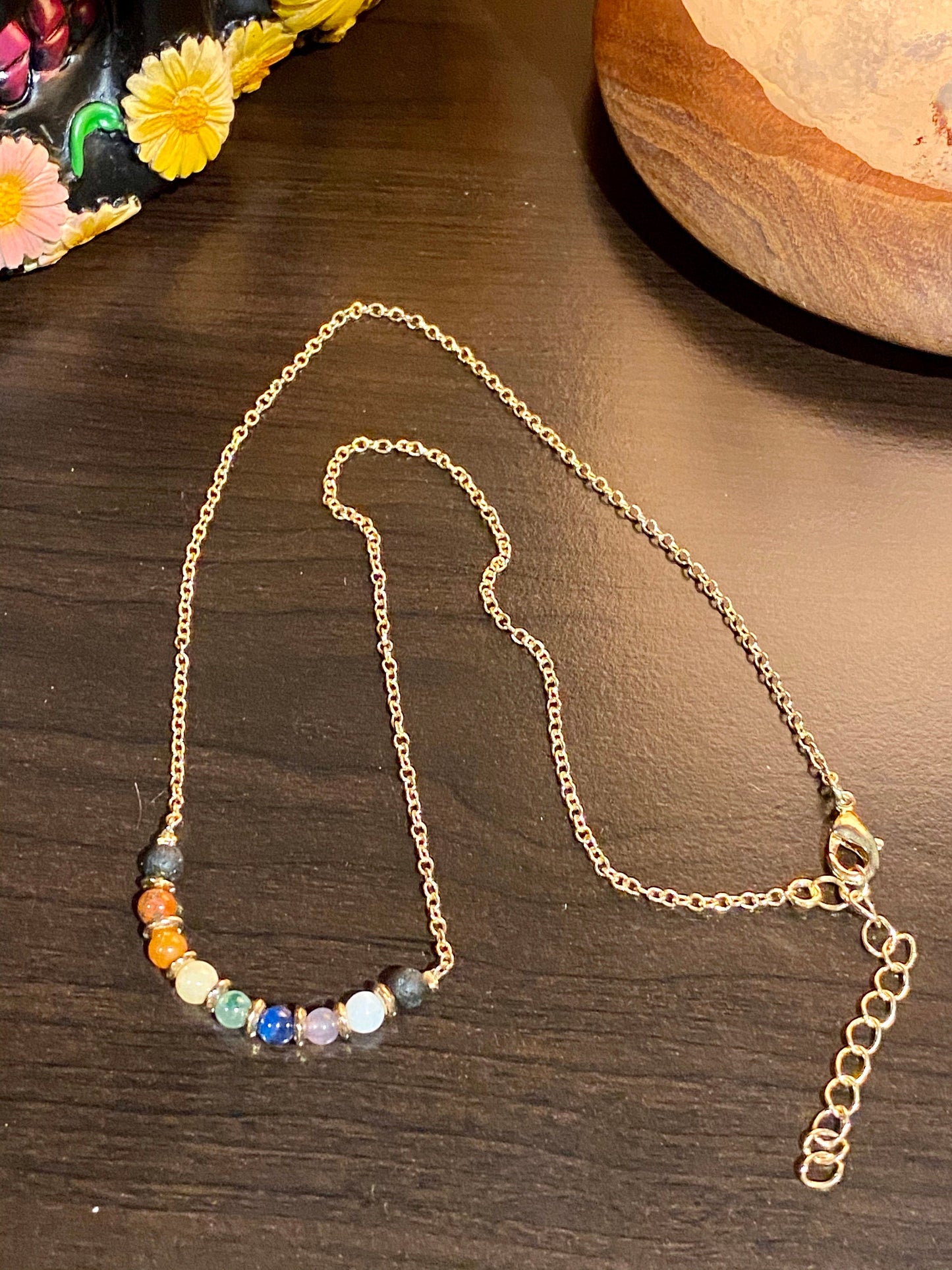 Chakra Lava Stone Necklace | Gold (Nickel-Free)