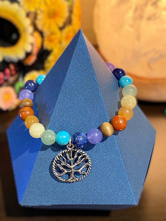 Chakra Tree of Life Stacking Bracelet (Silver)