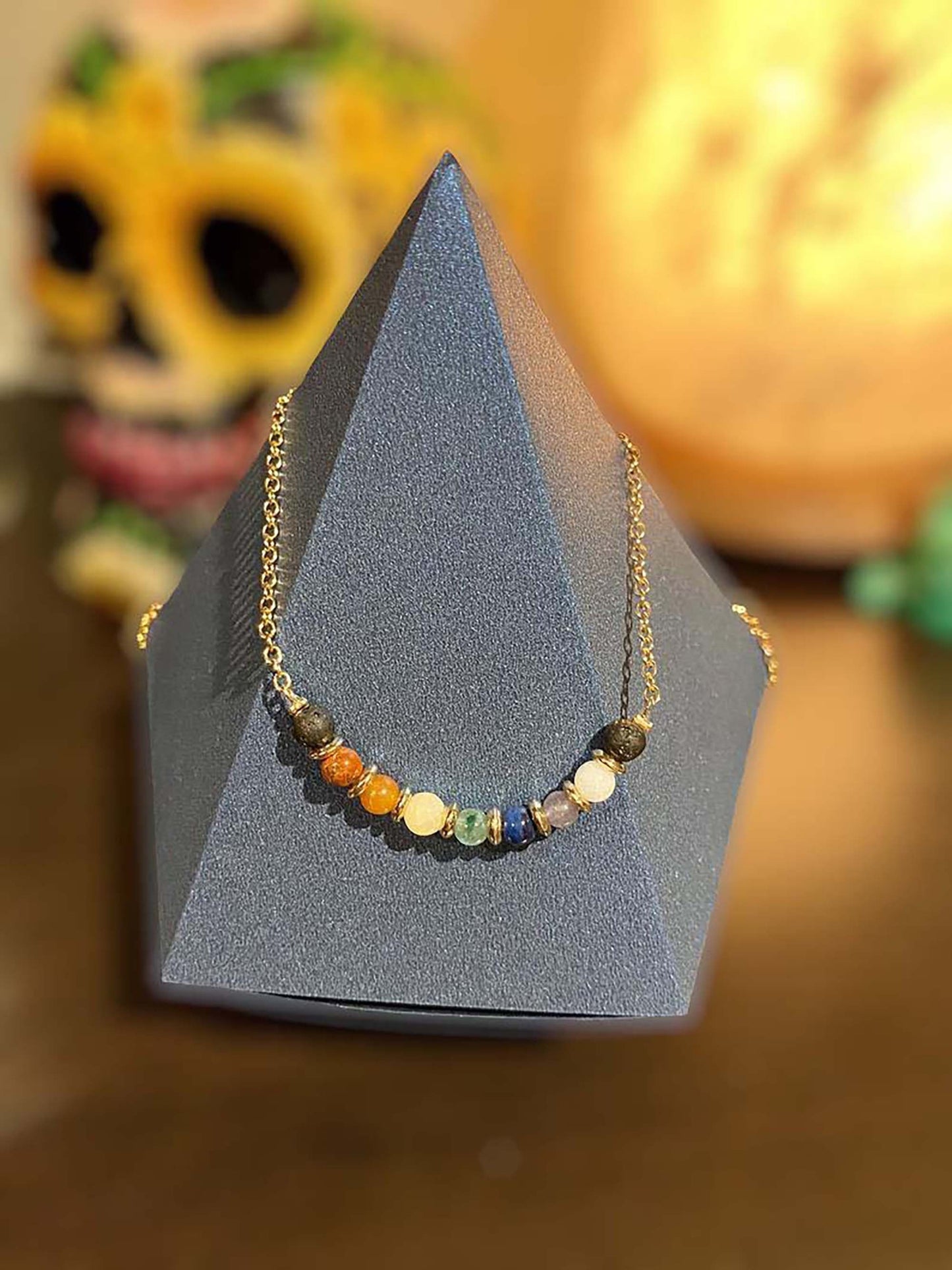 Chakra Lava Stone Necklace | Gold (Nickel-Free)