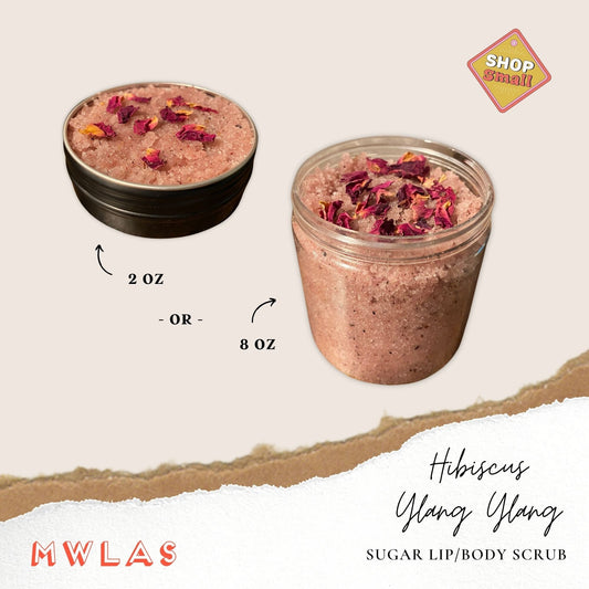 Hibiscus Ylang Ylang Sugar Scrub | Vegan Friendly, Multiple Sizes Available